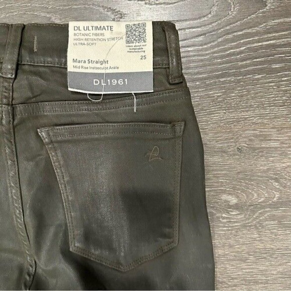 DL1961 Winter Green Mara Straight Mid Rise Instasculpt Ankle UltimateJeans 25 - Picture 8 of 16